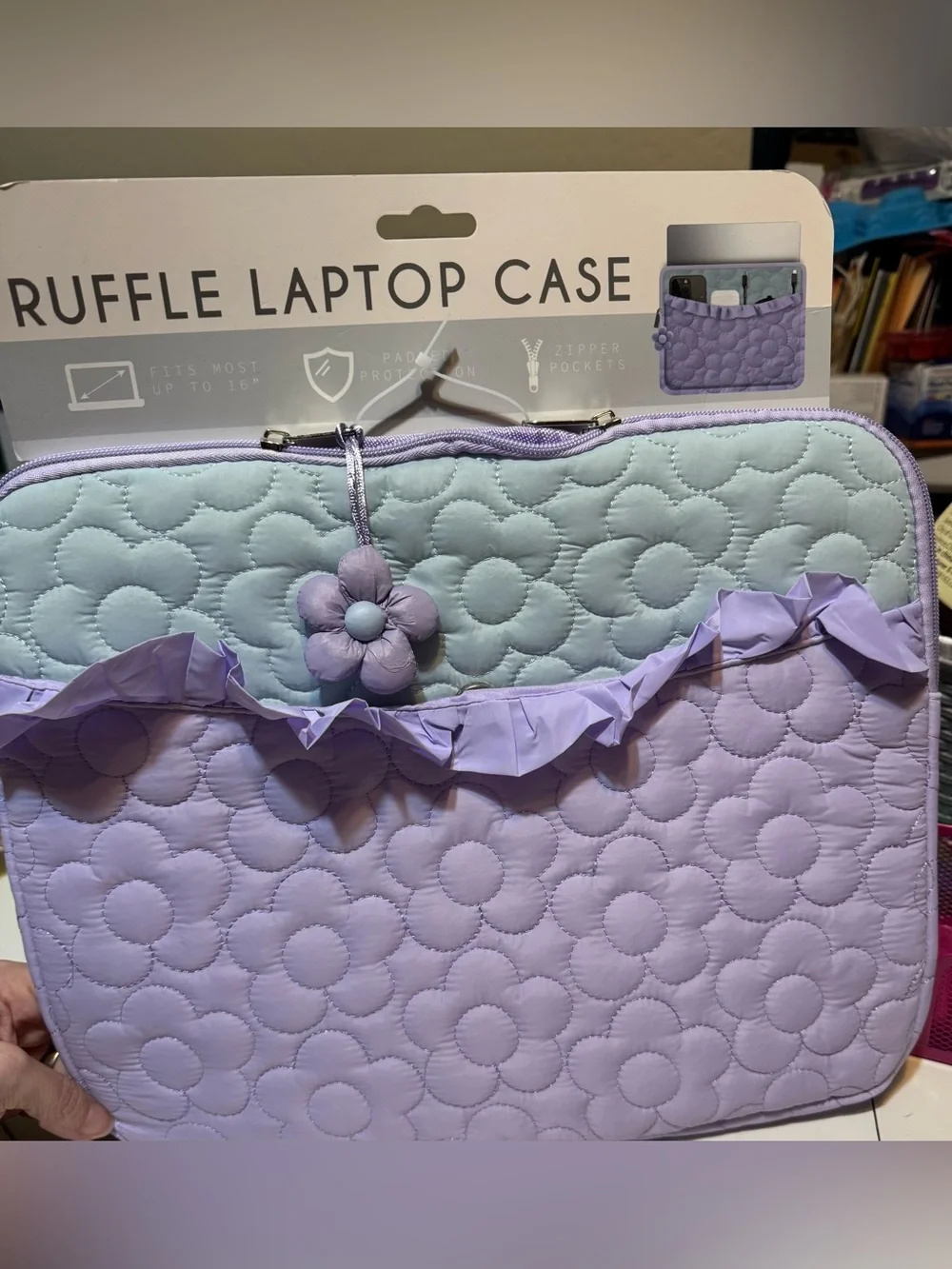 Ruffle Laptop Case - Lavender & Mint NWT A60